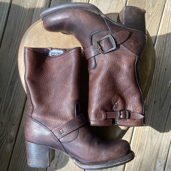 Frye Vera Short Brown Leather Heeled Boot Women’s Size 5.5 - Picture 12 of 14